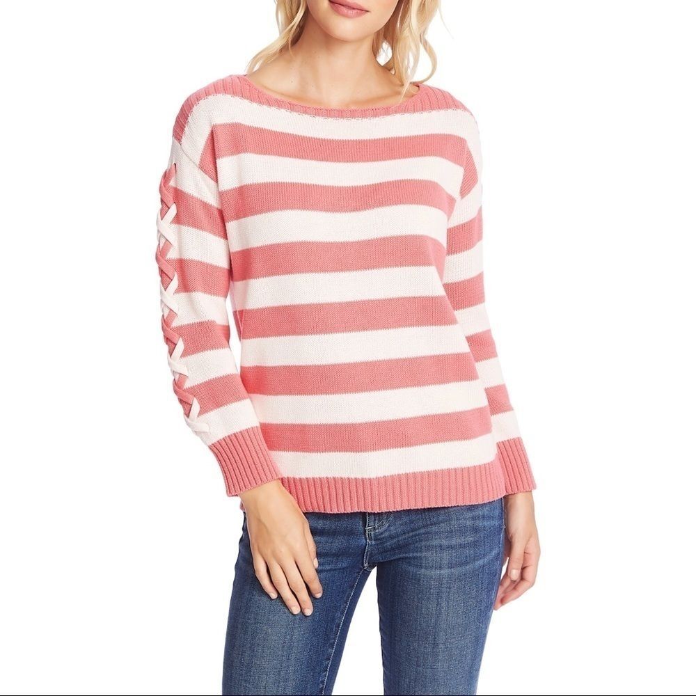 CeCe Stripe Boat Neck Sweater
